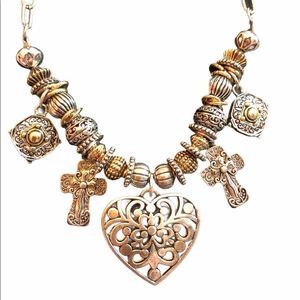 Gold n Silver Heart ❤️ necklace 50.20grams